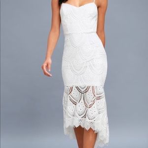 PURE PASSION WHITE LACE BODYCON MIDI DRESS LuLu’s